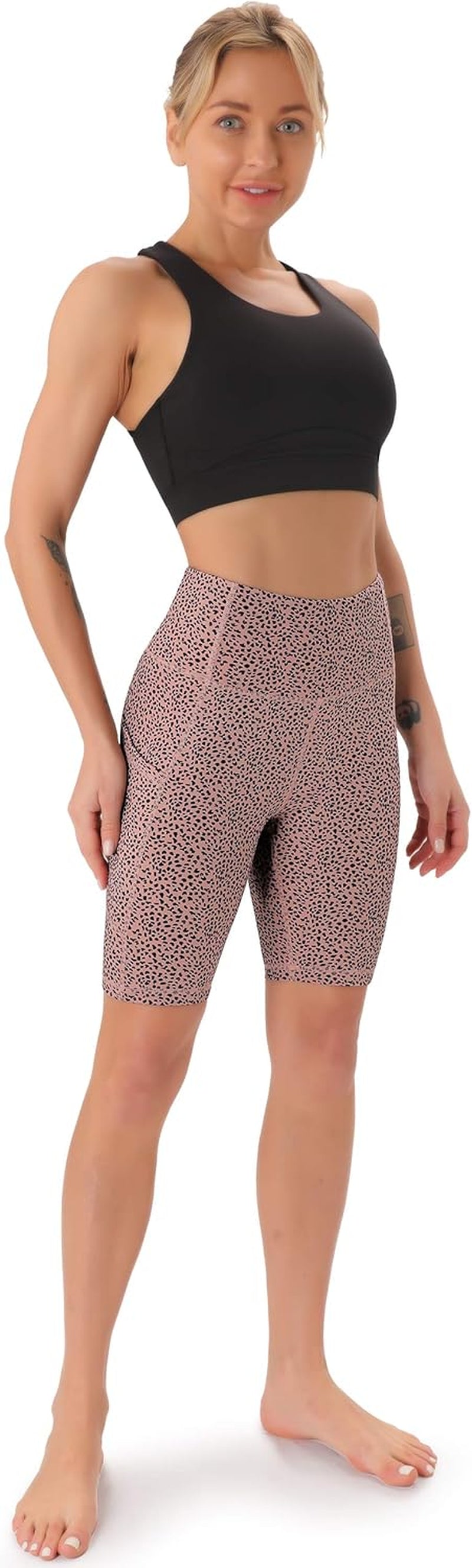 Women'S High Waist Biker Shorts with Pockets, Tummy Control Athletic Workout Running Yoga Shorts