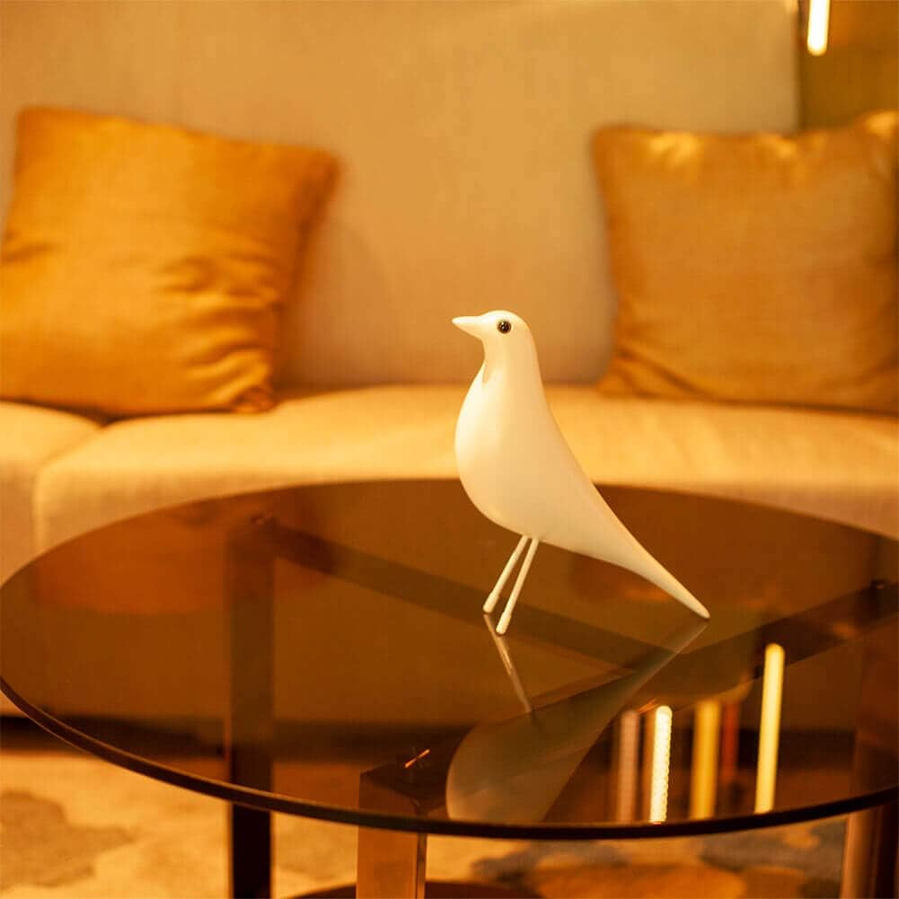 Mid-Century House Bird Home Decor - Room Decor Adornment for Hotel Restaurant Cafe Office Desk Dove Ornament, Arts Pigeon Gifts (White)