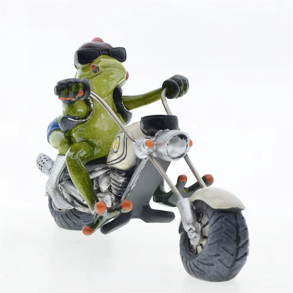 Home Decoration Frog Statue Couples Riding Motorcycles,Home Decor Sculptures and Figurines,Home Decorative Figures