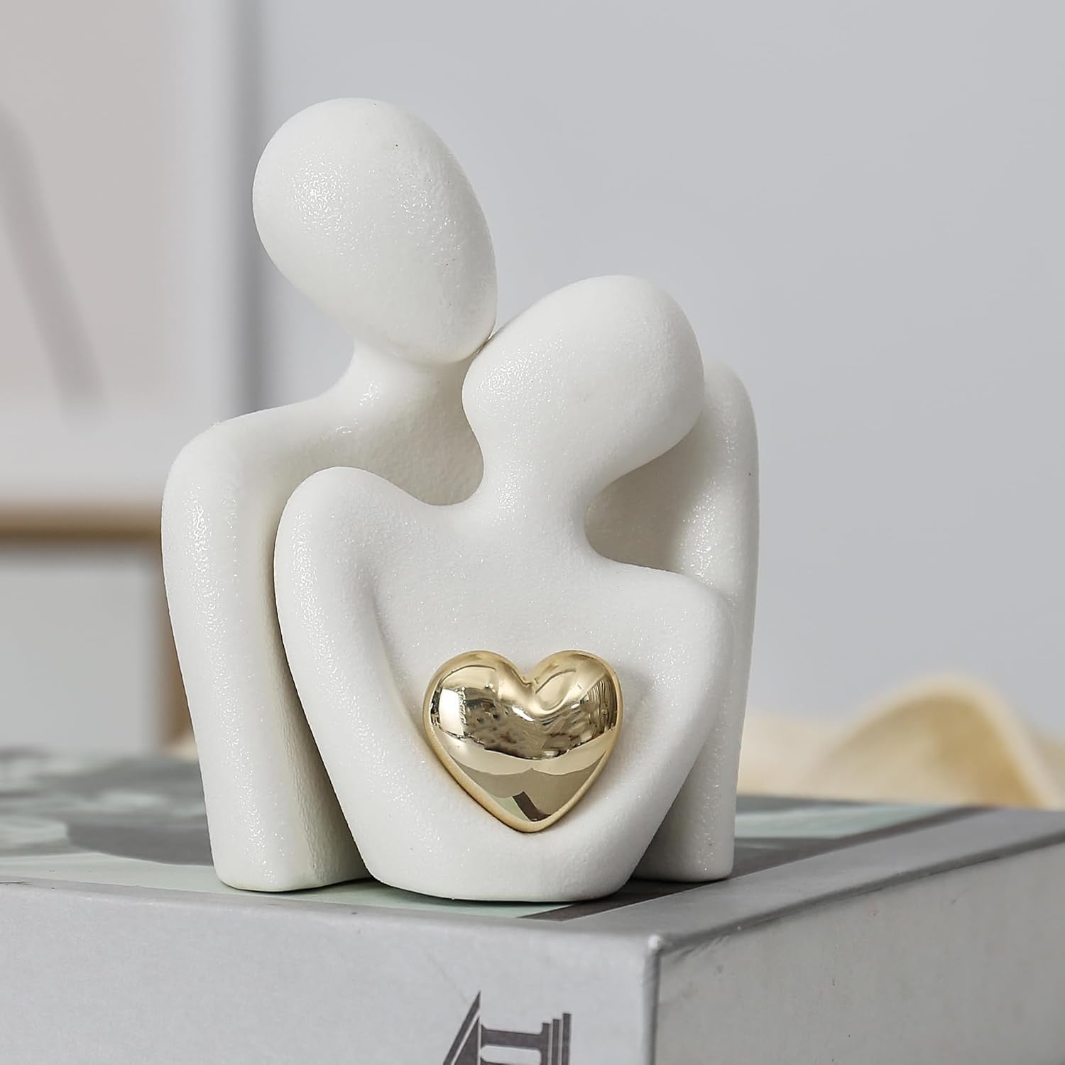 Hugging Couple Ceramic Statue Romantic Home Decor Gift