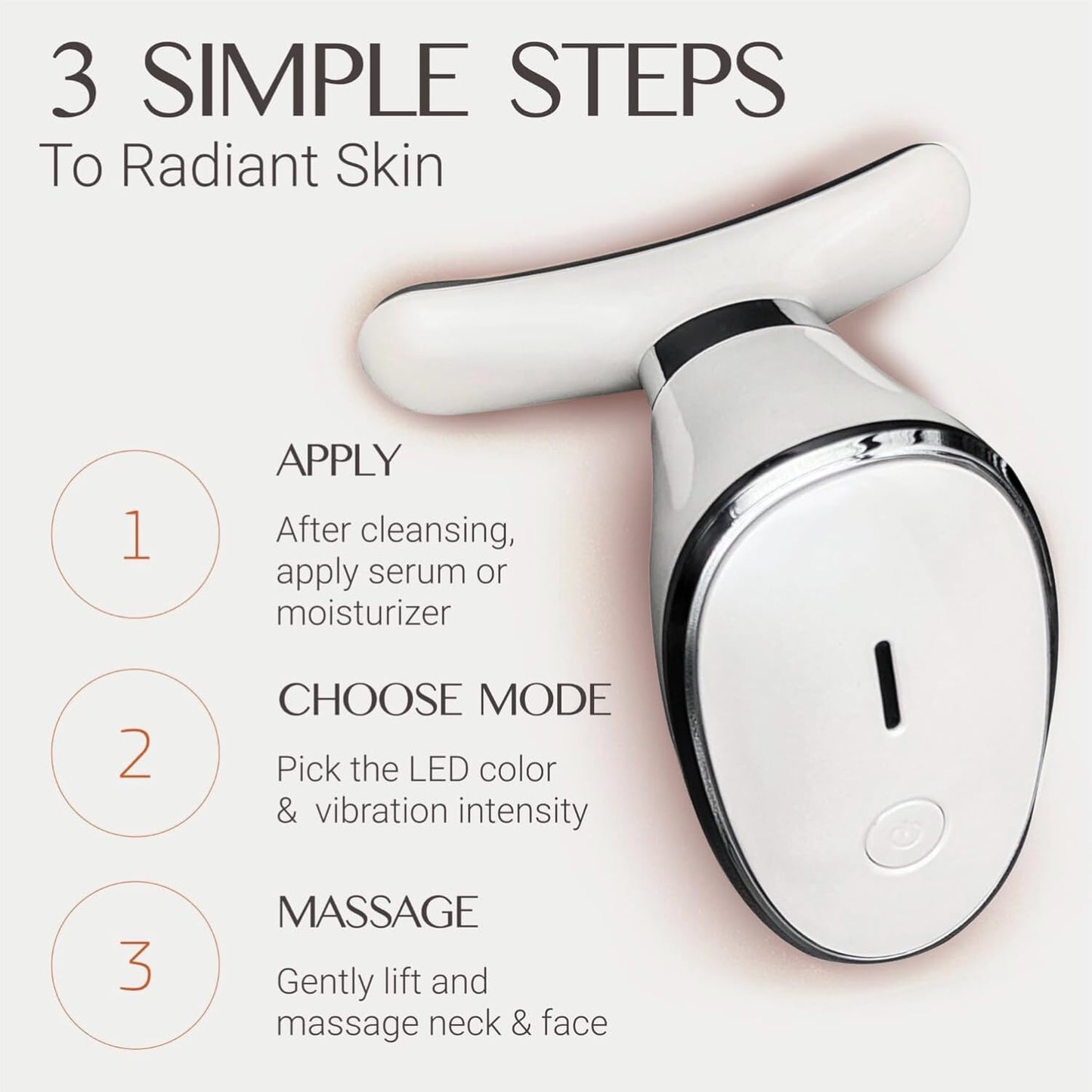 7-In-1 Red Light Face Massager Device in Gift Box: Gentle Heating, Vibration, Cool and 7-Color LED Light – Home Self-Care Tool for Skin Wellness (White)