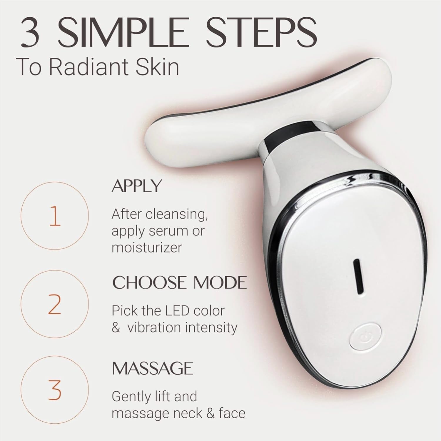 7-In-1 Red Light Face Massager Device in Gift Box: Gentle Heating, Vibration, Cool and 7-Color LED Light – Home Self-Care Tool for Skin Wellness (White)