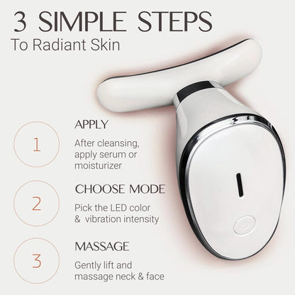 7-In-1 Red Light Face Massager Device in Gift Box: Gentle Heating, Vibration, Cool and 7-Color LED Light – Home Self-Care Tool for Skin Wellness (White)