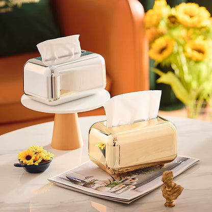Nordic Home Decor Light Luxury Electroplating Tissue Box Home Decor Modern Abs Crafts Living Room Office Home Decorative Items
