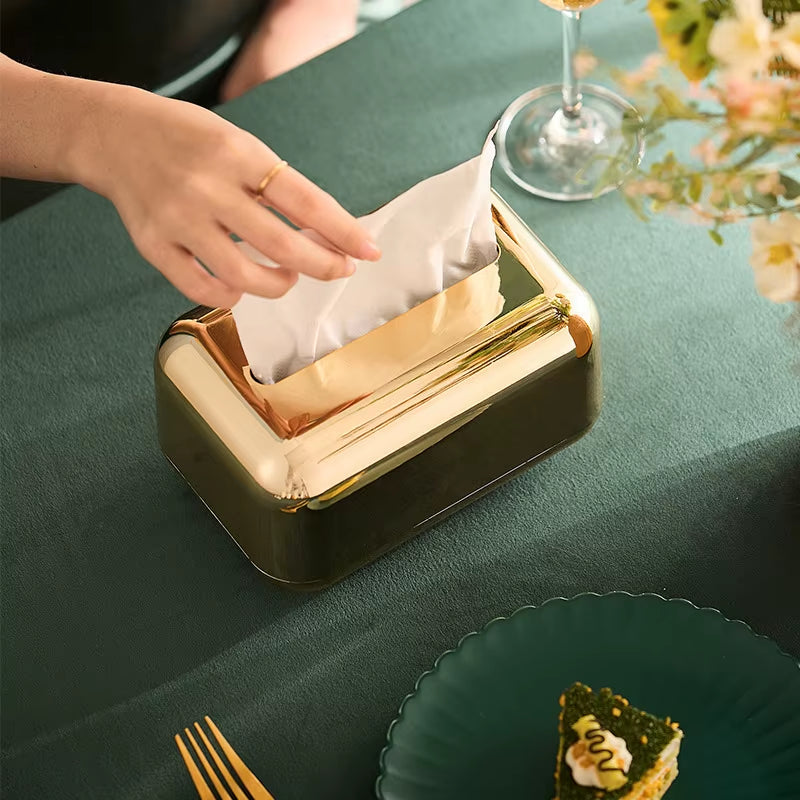 Nordic Home Decor Light Luxury Electroplating Tissue Box Home Decor Modern Abs Crafts Living Room Office Home Decorative Items