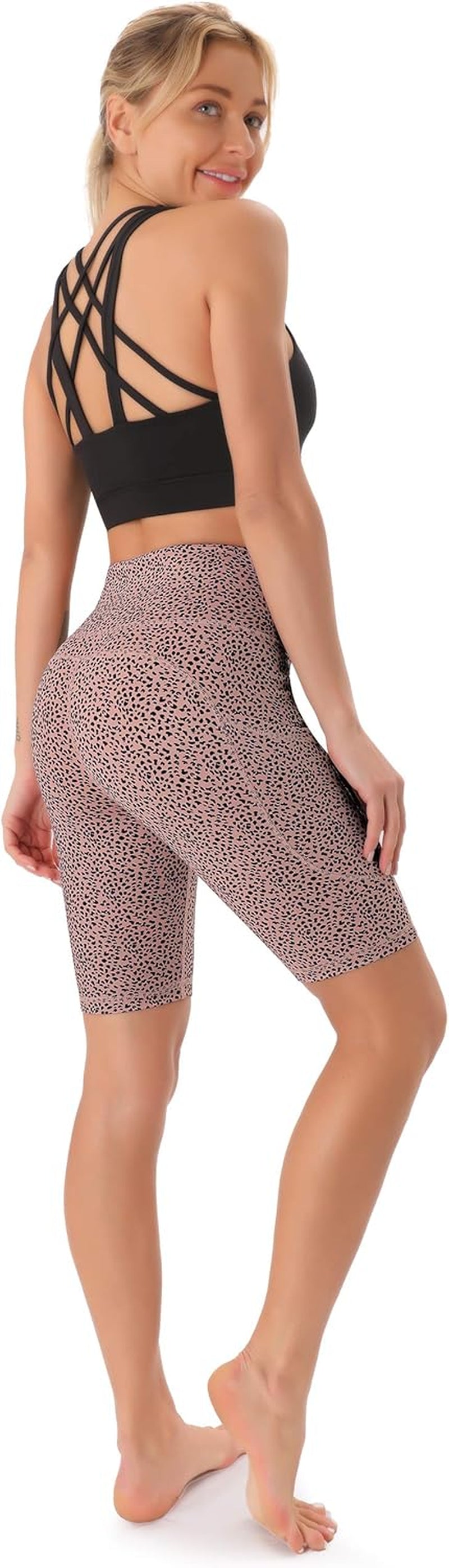 Women'S High Waist Biker Shorts with Pockets, Tummy Control Athletic Workout Running Yoga Shorts