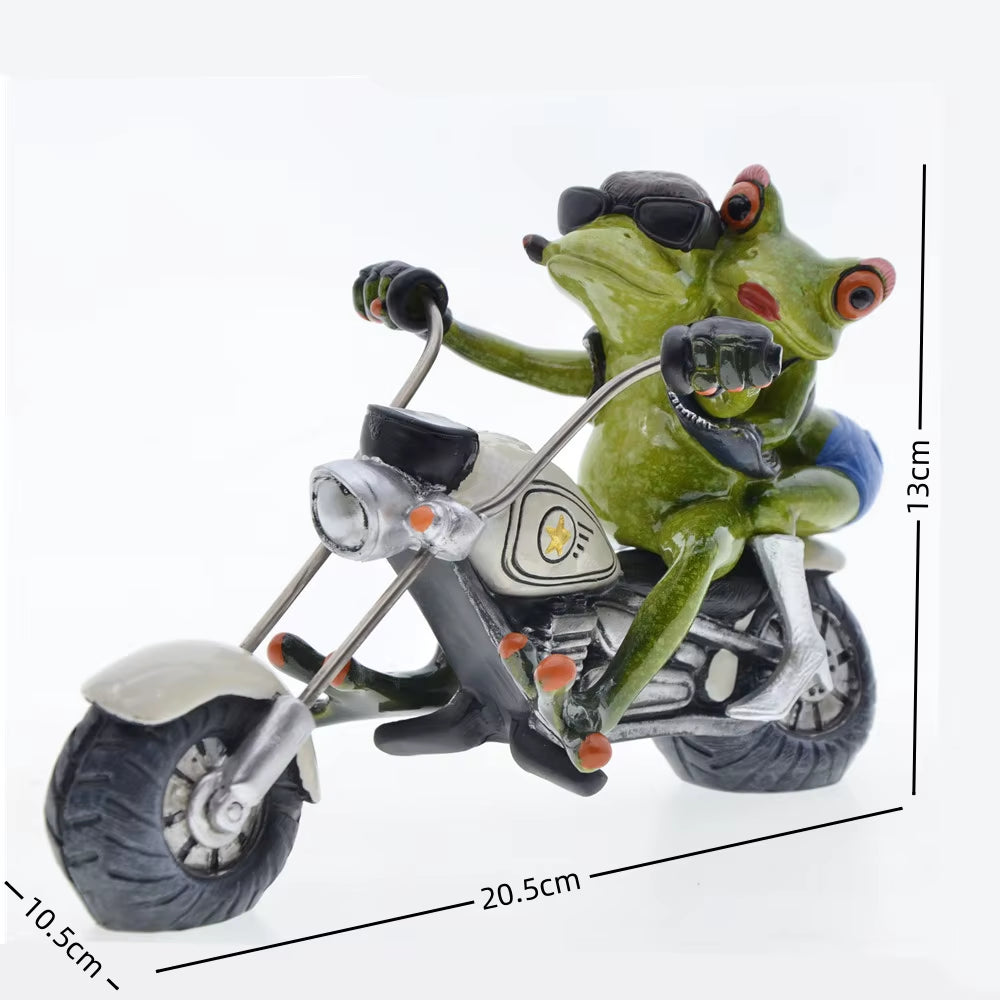 Home Decoration Frog Statue Couples Riding Motorcycles,Home Decor Sculptures and Figurines,Home Decorative Figures