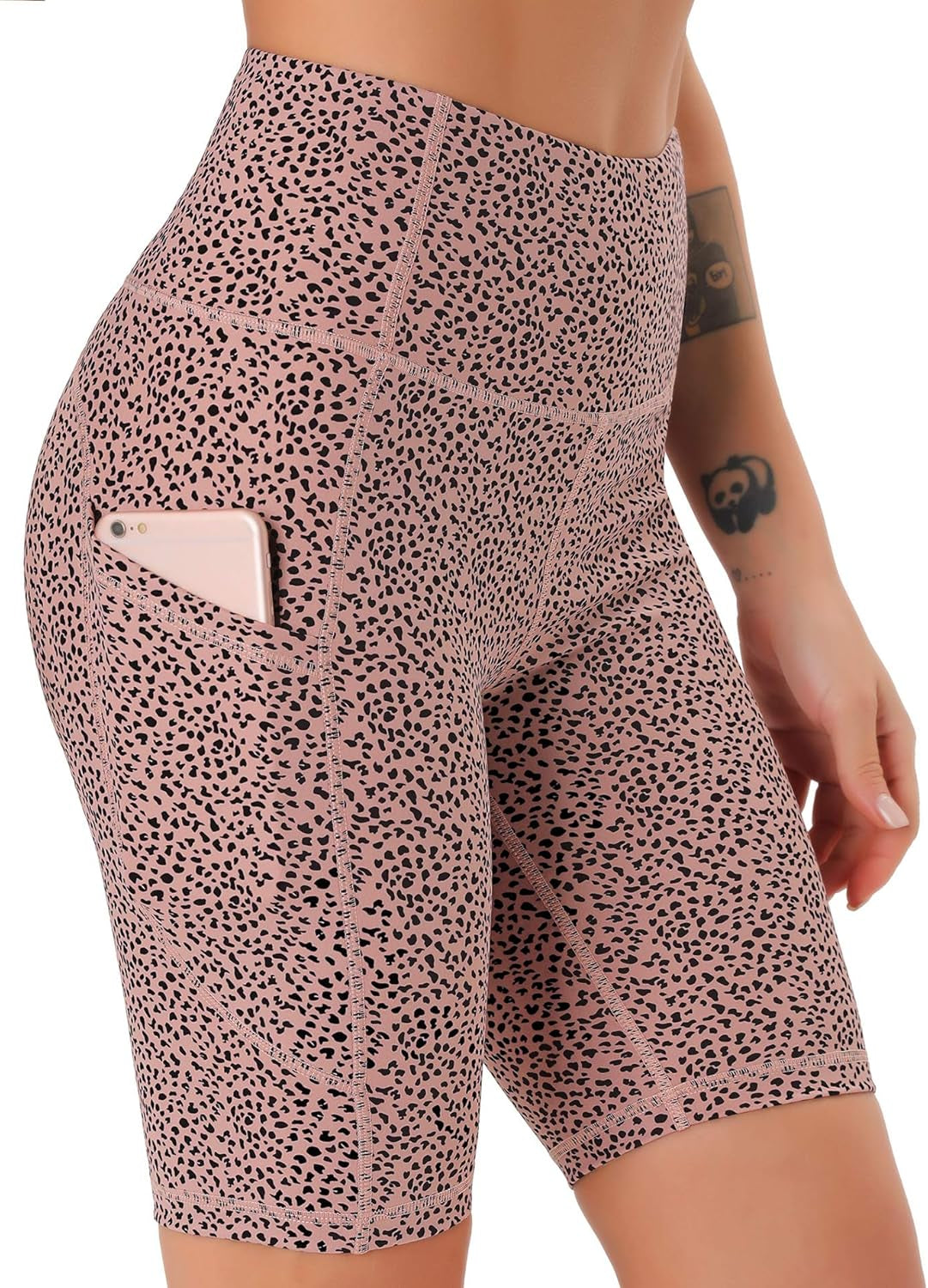 Women'S High Waist Biker Shorts with Pockets, Tummy Control Athletic Workout Running Yoga Shorts