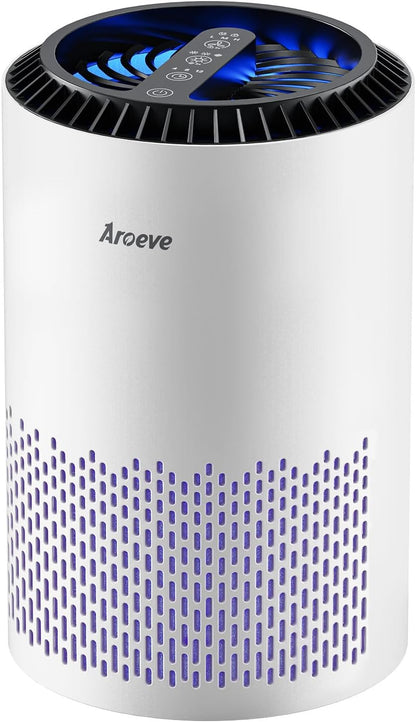 Air Purifiers for Bedroom Home, Air Purifier for Smoke Pollen Dander Hair Smell Air Cleaner with Sleep Mode Speed Control for Bedroom Office, MK01- White(Available for California)
