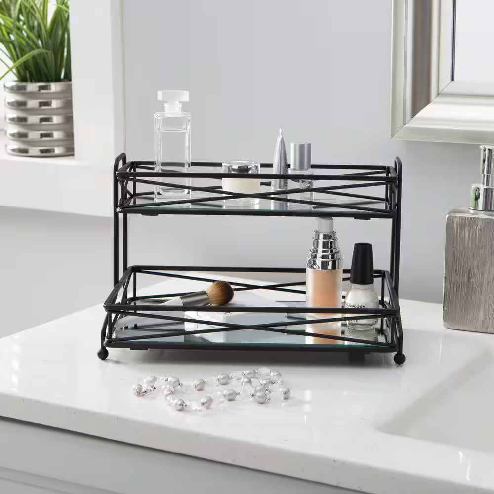 2 Tier Vanity Tower in Matte Black