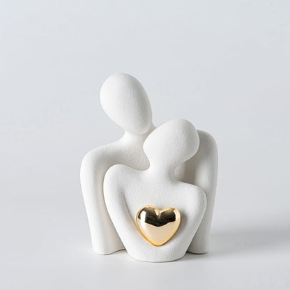 Hugging Couple Ceramic Statue Romantic Home Decor Gift