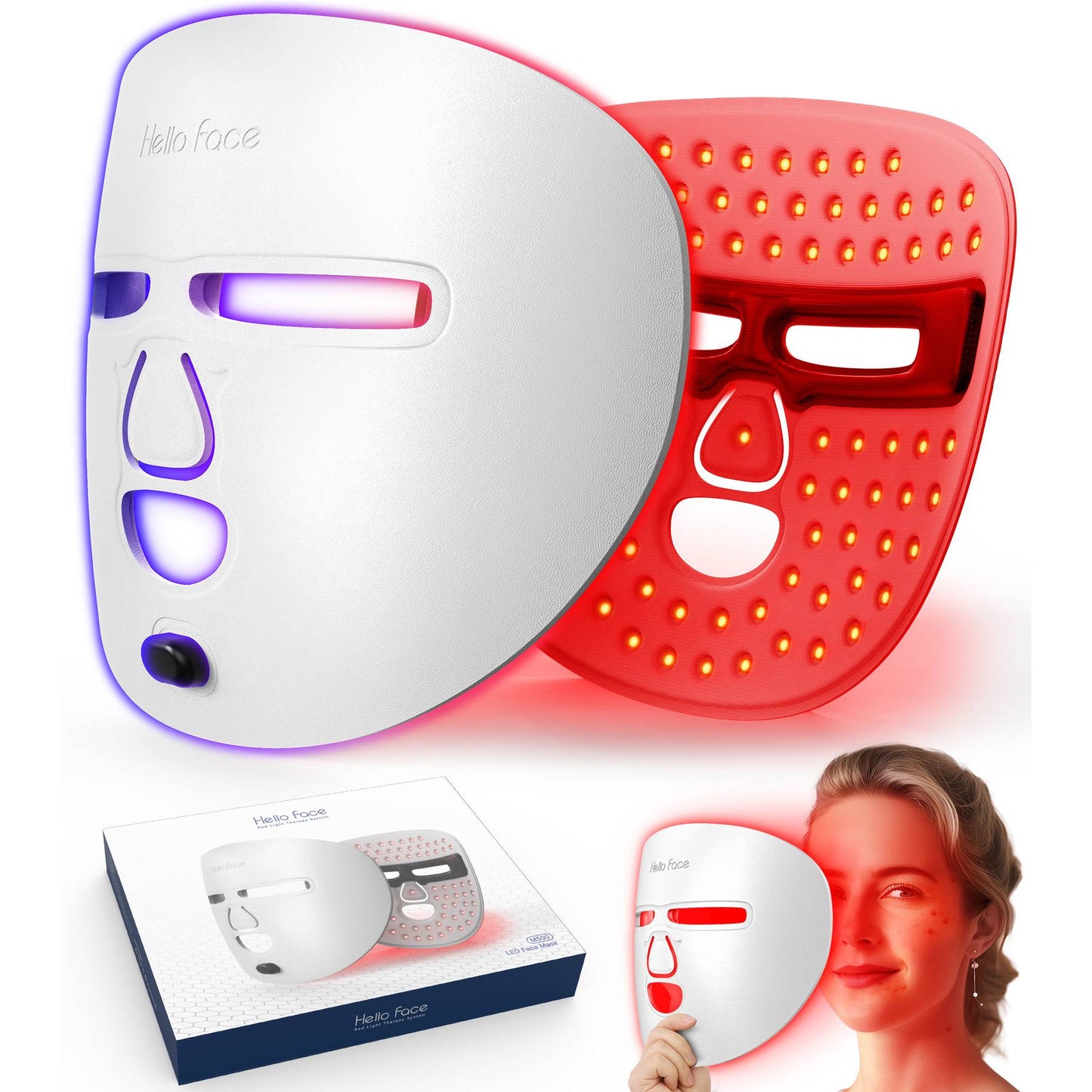 LED Face Mask Facial Care Tool, Red Light Therapy Mask for Face for Home Travel