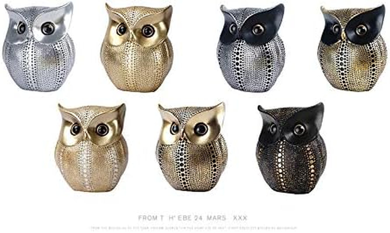 Owl Statue Decor Small Crafted Figurines for Home Decor Accents, Living Room Bedroom Office Decoration, Book Shelf TV Stand Decor - Animal Sculptures Collection (Black Gold + Black)
