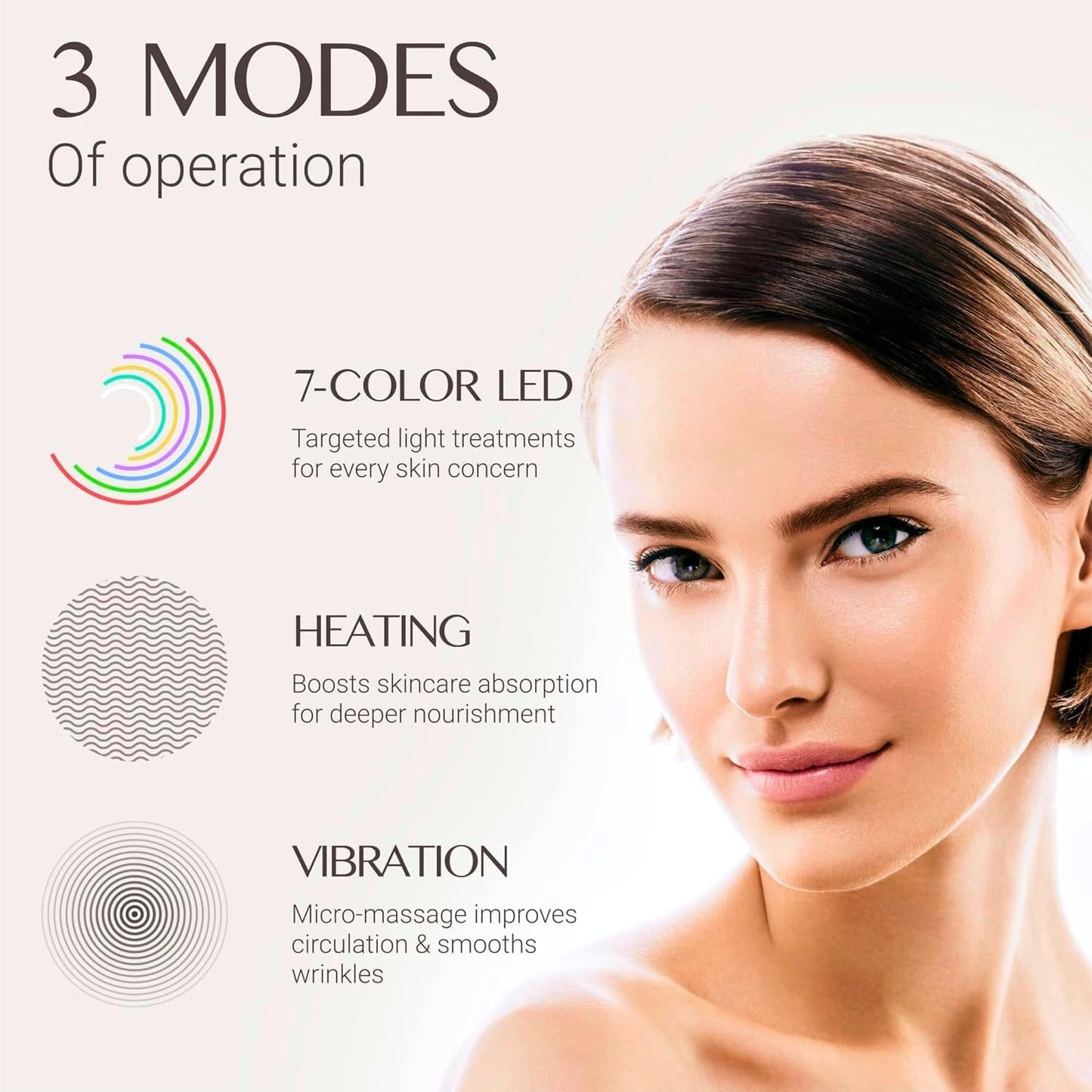 7-In-1 Red Light Face Massager Device in Gift Box: Gentle Heating, Vibration, Cool and 7-Color LED Light – Home Self-Care Tool for Skin Wellness (White)