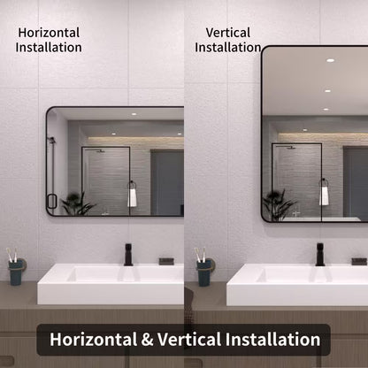 24 In. W X 36 In. H Rectangular Framed Wall Bathroom Vanity Mirror in Matte Black