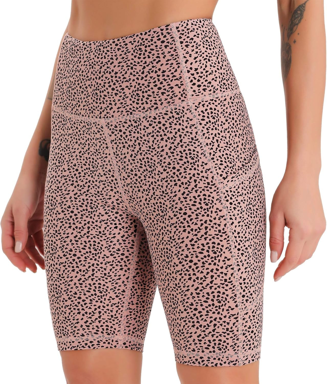 Women'S High Waist Biker Shorts with Pockets, Tummy Control Athletic Workout Running Yoga Shorts
