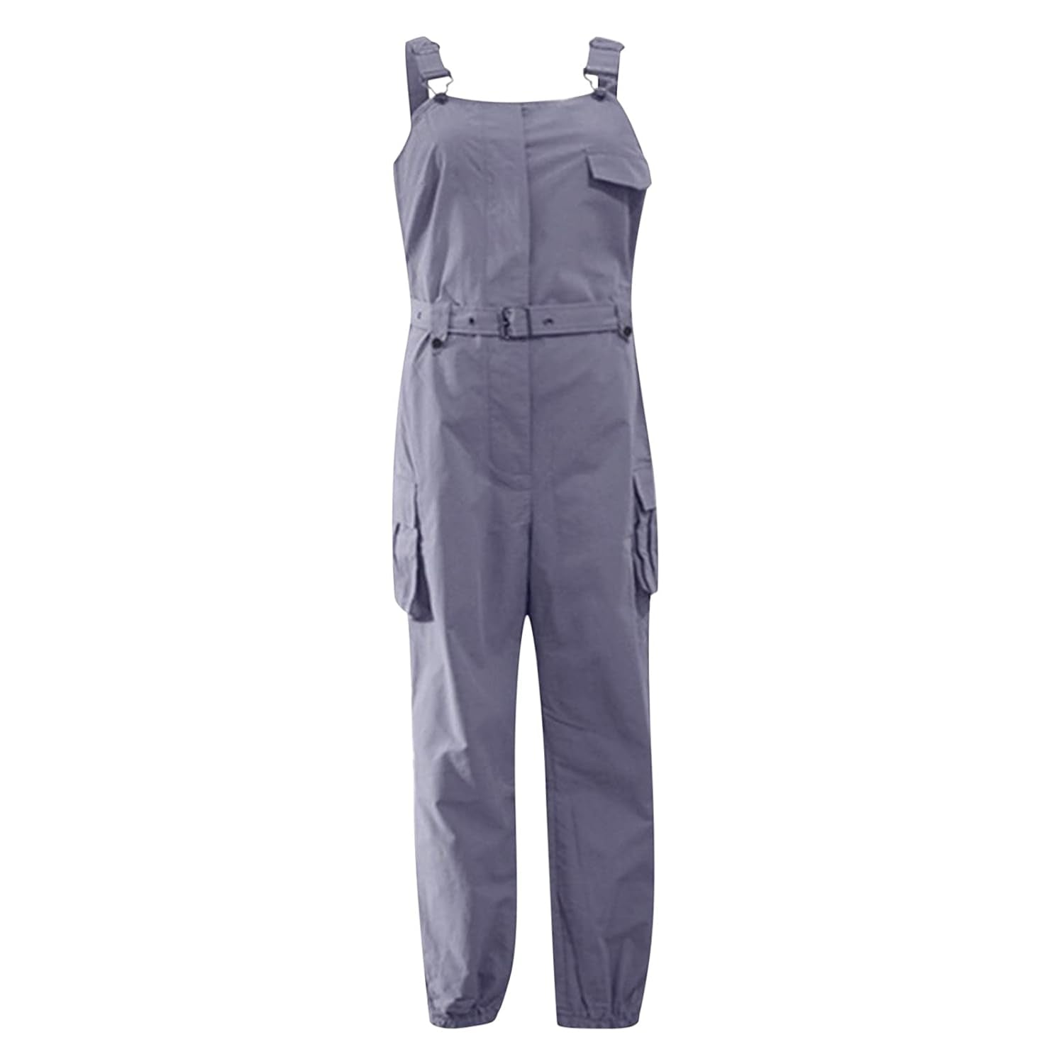 Women'S Summer Adjustable Straps Sleeveless Jumpsuits Solid Color Strapless Belted Pants Pocket Romper