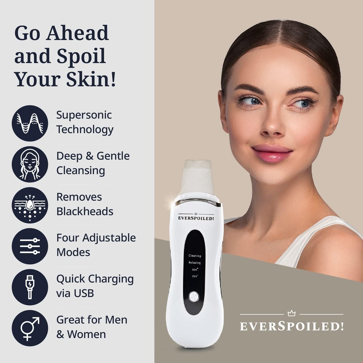 Skin Scrubber Face Spatula – Gentle Cleaner Skin Spatula/Pore Cleaner Tool - Face Spatula Blackhead Remover 4 in 1 – Pearl White